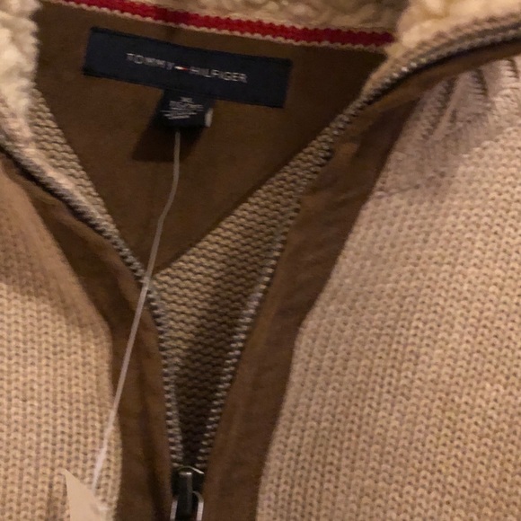 Tommy Hilfiger Men's XL 2009 Sweater NWT sherpa collar 1/4 zip oatmeal color - Picture 8 of 12